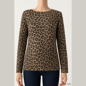 Zara cardigan thigh knit thin cheetah print long sleeves scoop/round neck WomenS